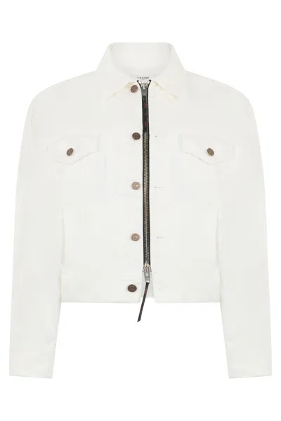 Celine Mini Crop Denim Jacket In White