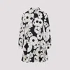 Celine Bow Floral High Neck Long Sleeve Dress In White