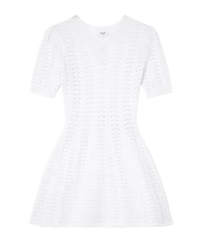Celine Mini Dress In Cotton Pointelle In White