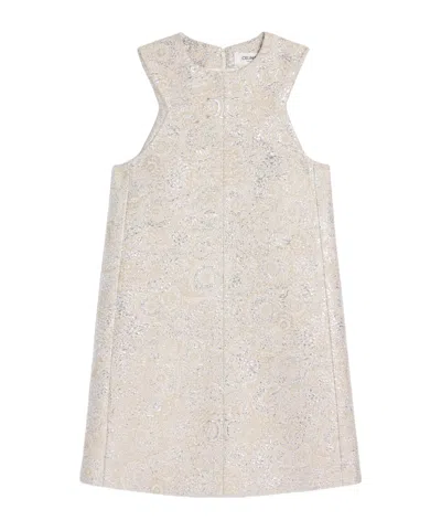 Celine Mini Dress In Lurex Boutis In Neutral