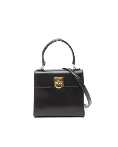 Celine Céline Mini Gancini Top Handle Bag In Black