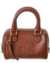 Celine Mini Leather Boston Bag In Brown