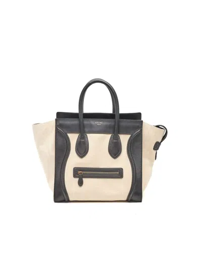 Celine Céline Mini Luggage Canvas & Leather Bag In Neutral