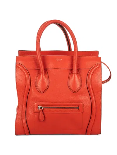 Celine Mini Luggage Grained Tote Bag In Orange