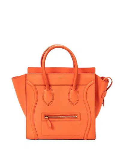 Pre-owned Celine Mini Luggage Leather Tote Bag In Orange