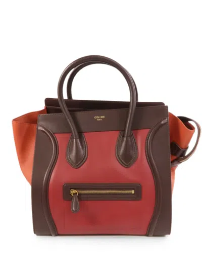 Pre-owned Celine Mini Luggage Leather Tote Bag In Red