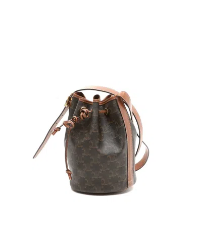 Celine Céline Mini Macadam Bucket Bag In Brown