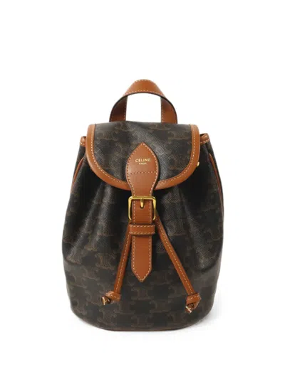 Pre-owned Celine Mini Macadam Folco Backpack In Brown