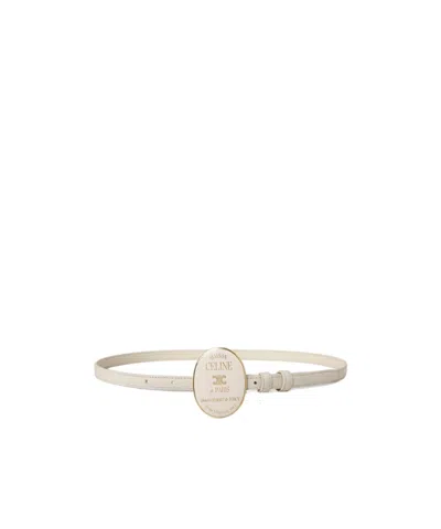 Celine Mini Maison  13mm Belt With A Polished Buckle In Neutral