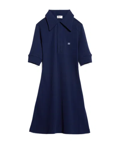 Celine Mini Polo Dress In Ribbed Cotton In Blue