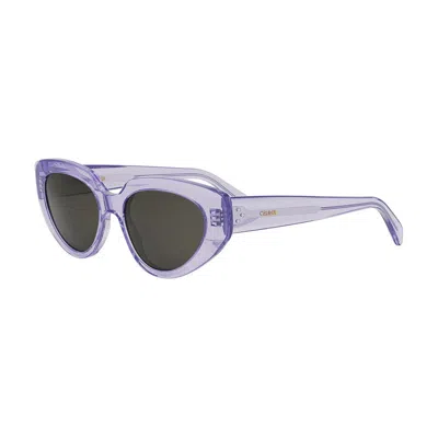 Celine Mini Shiny Lilac Sunglasses In Green