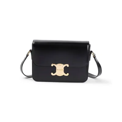 Celine Mini Shoulder Handbag With Adjustable Strap And Multiple Compartments In Black