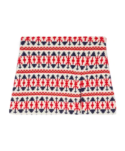 Celine Mini Skirt In Fair Isle Wool And Cashmere In Red