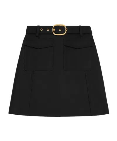 Celine Mini Skirt In Mohair Wool In Black