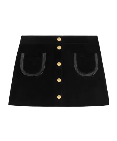 Celine Mini Skirt In Suede In Black
