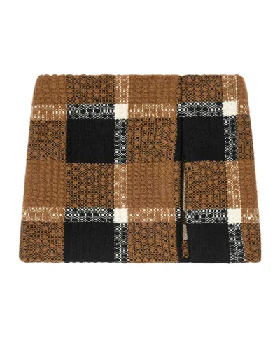Celine Mini Skirt In Tartan Mohair Jacquard In Brown