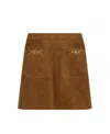 Celine Mini Skirt Signature In Suede In Brown