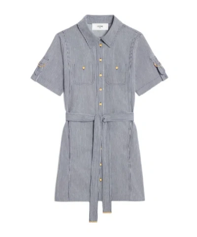 Celine Mini Striped Dress In Gray