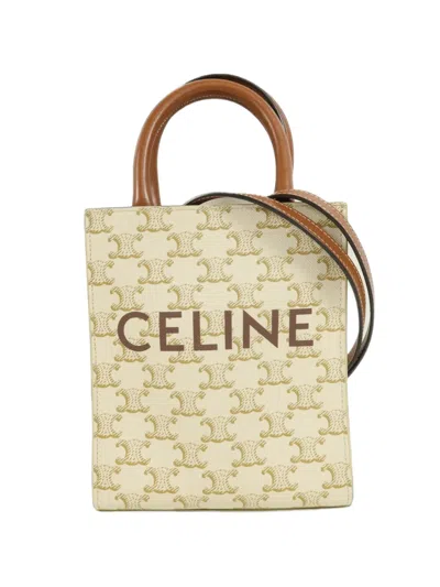 Pre-owned Celine Mini Triomphe Cabas Tote Bag In Neutrals