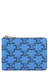 Celine Mini Triomphe Fabric Wallet In Blue