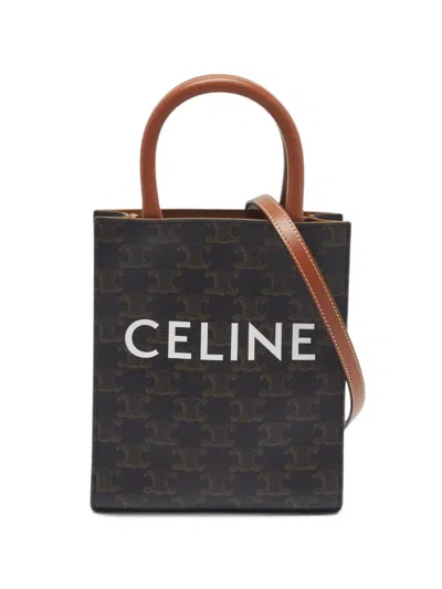 Pre-owned Celine Mini Triomphe Vertical Cabas Tote Bag In Brown