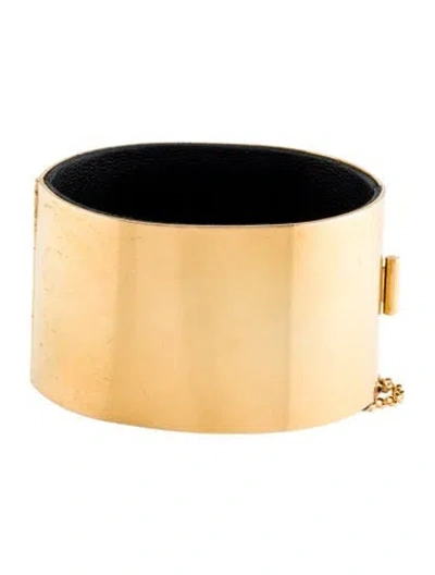 Pre-owned Celine Minimal Manchette Bangle Bracelet, 6.5" In Black