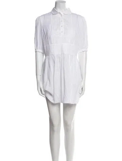 Pre-owned Celine Mock Neck Knee-length Dress In White