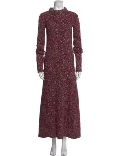 Pre-owned Celine Mock Neck Long Dress In Red