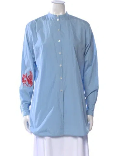 Pre-owned Celine Mock Neck Long Sleeve Tunic In Blue