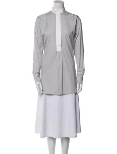 Pre-owned Celine Mock Neck Long Sleeve Tunic In Gray