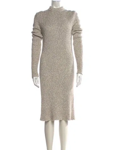 Pre-owned Celine Mock Neck Midi Length Dress In Neutral
