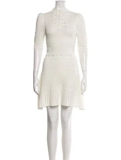 Pre-owned Celine Mock Neck Mini Dress In Neutral