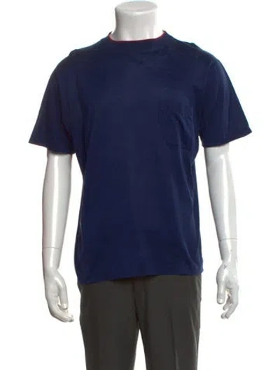 Pre-owned Celine Mock Neck Short Sleeve T-shirt In Blue