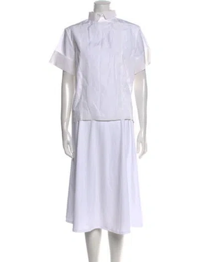 Pre-owned Celine Mock Neck Short Sleeve Tunic In White
