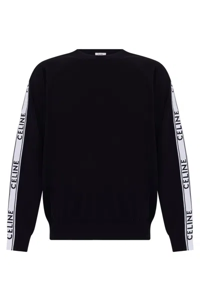 Celine Modern Cotton Sweatshirt With Logo - Long Sleeve In Black