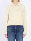 Celine Mohair And Wool Polo Shirt In Gray