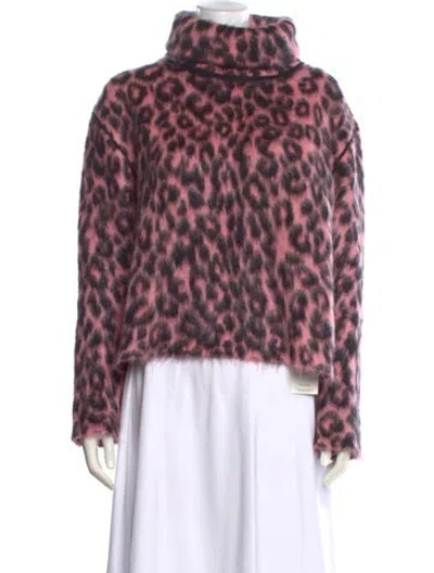 Pre-owned Celine Mohair Animal Print Sweater In Pink