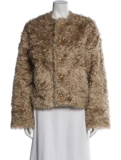 Pre-owned Celine Mohair Faux Fur Jacket In Neutral