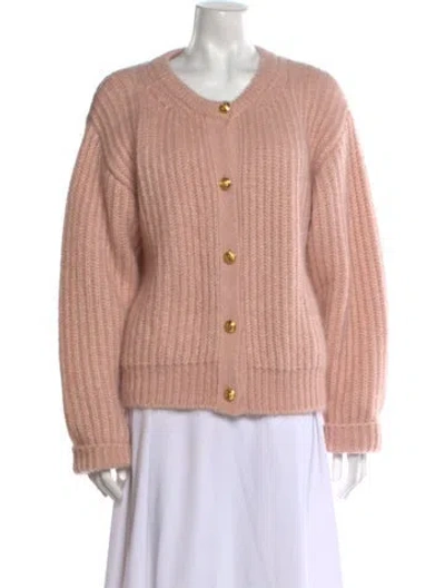 Pre-owned Celine Mohair Scoop Neck Sweater In Pink