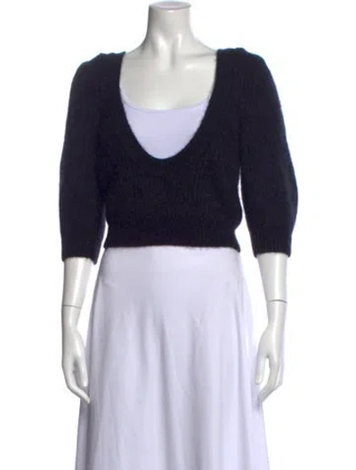 Pre-owned Celine Mohair V-neck Sweater In Black