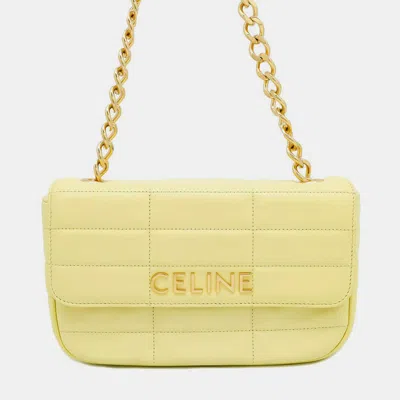 Pre-owned Celine Mono Chrome Yellow Leather Chain Shoulder Bag