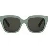 Celine Square Acetate Sunglasses In Light Green/smoke