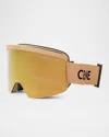 Celine Monochrome Logo-print Ski Goggles In Matte Beige Smoke Mirror
