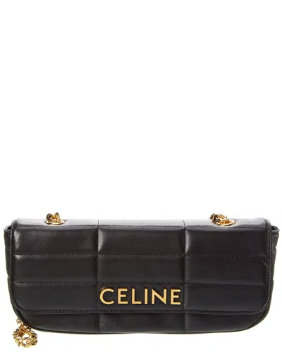 Celine Monochrome Quilted Leather Shoulder Bag In Black