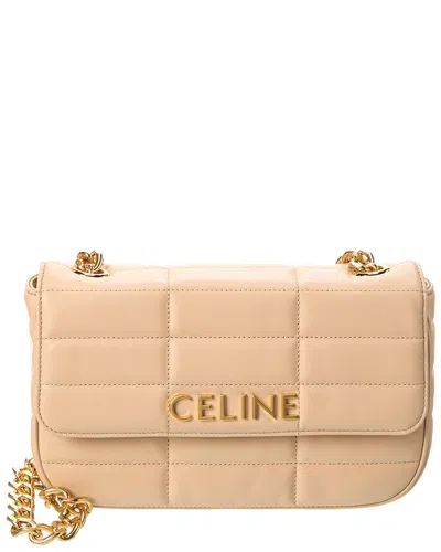 Celine Monochrome Quilted Leather Shoulder Bag In Brown