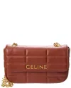 Celine Monochrome Quilted Leather Shoulder Bag In Brown