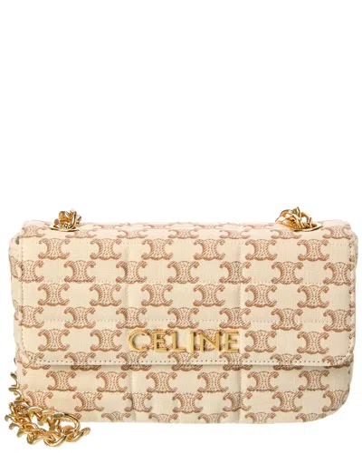 Celine Matelasse Monochrome Leather Shoulder Bag In White
