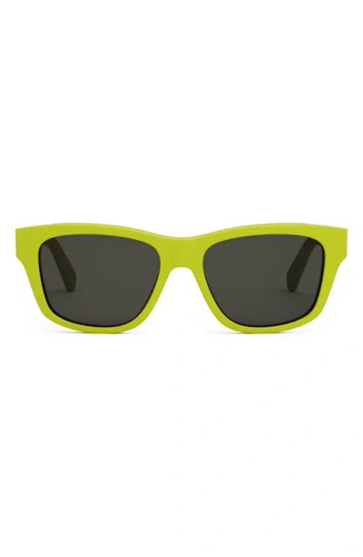 Celine Monochroms 55mm Square Sunglasses In Shiny Yellow / Smoke