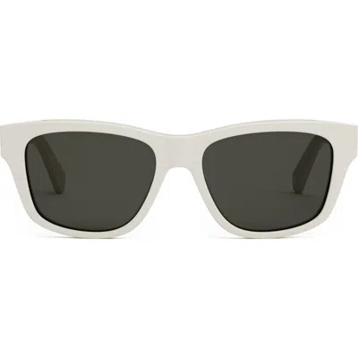 Celine Monochroms 55mm Square Sunglasses In White
