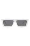 Celine Monochroms 57mm Rectangular Sunglasses In Ivory / Smoke